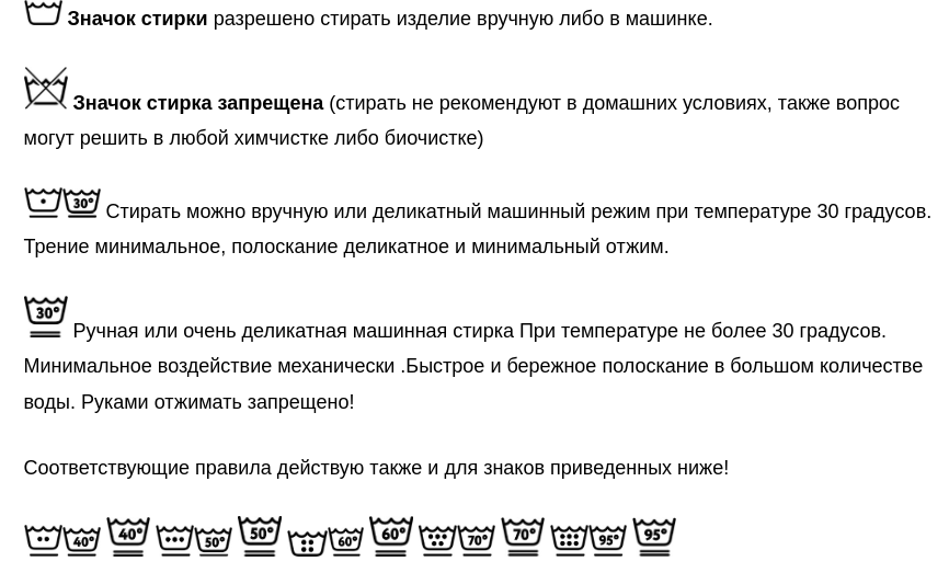 Значки по уходу за одеждой режимы стирки